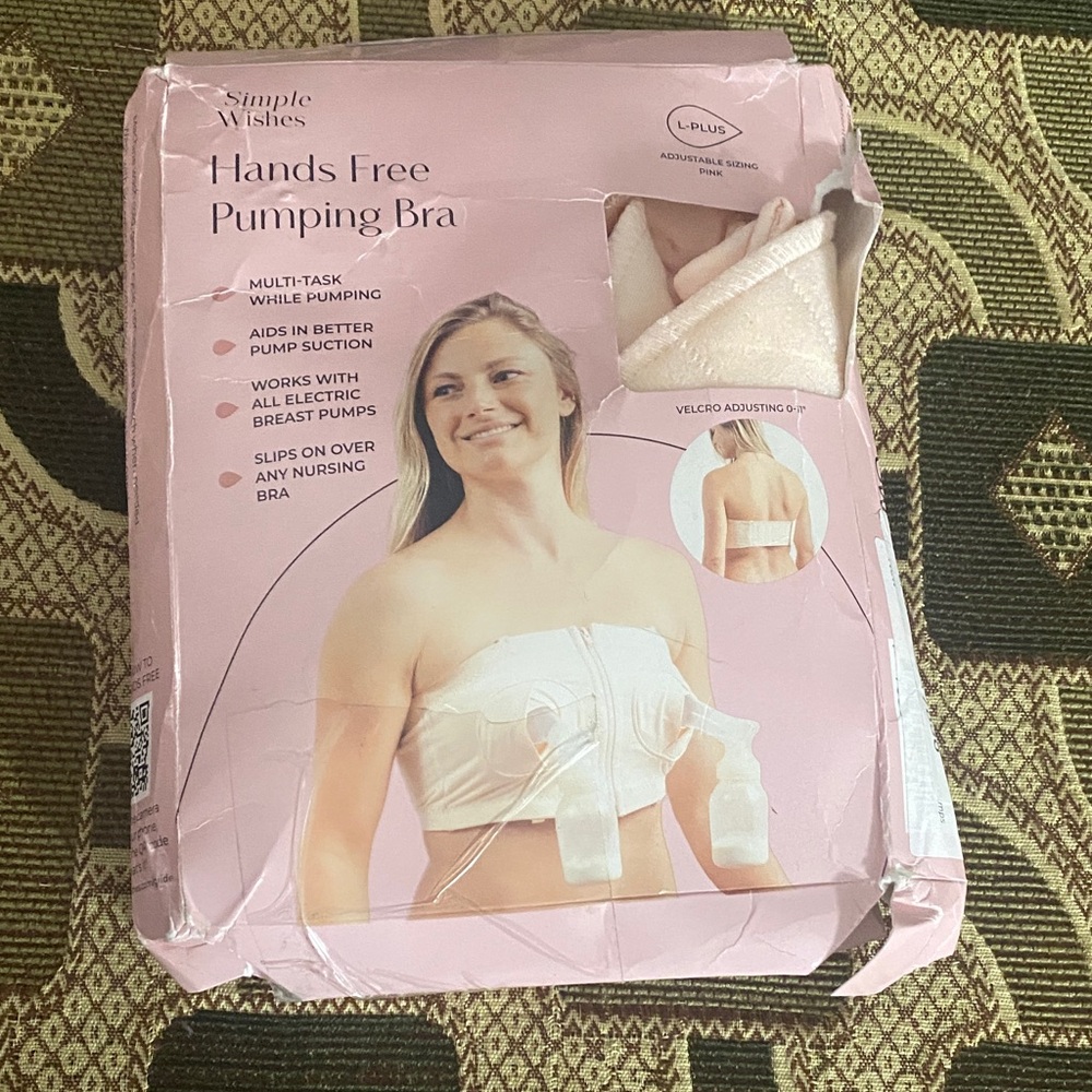 ⭐ Simple Wishes Hands Free Pumping Bra – L-PLUS – Pink (Adjustable Sizing)